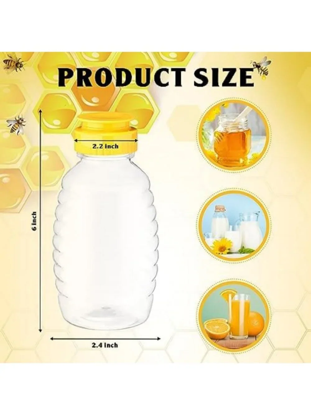 72 Pack 16 oz Plastic Honey Bottles - Squeeze Containers with Flip Top Lid